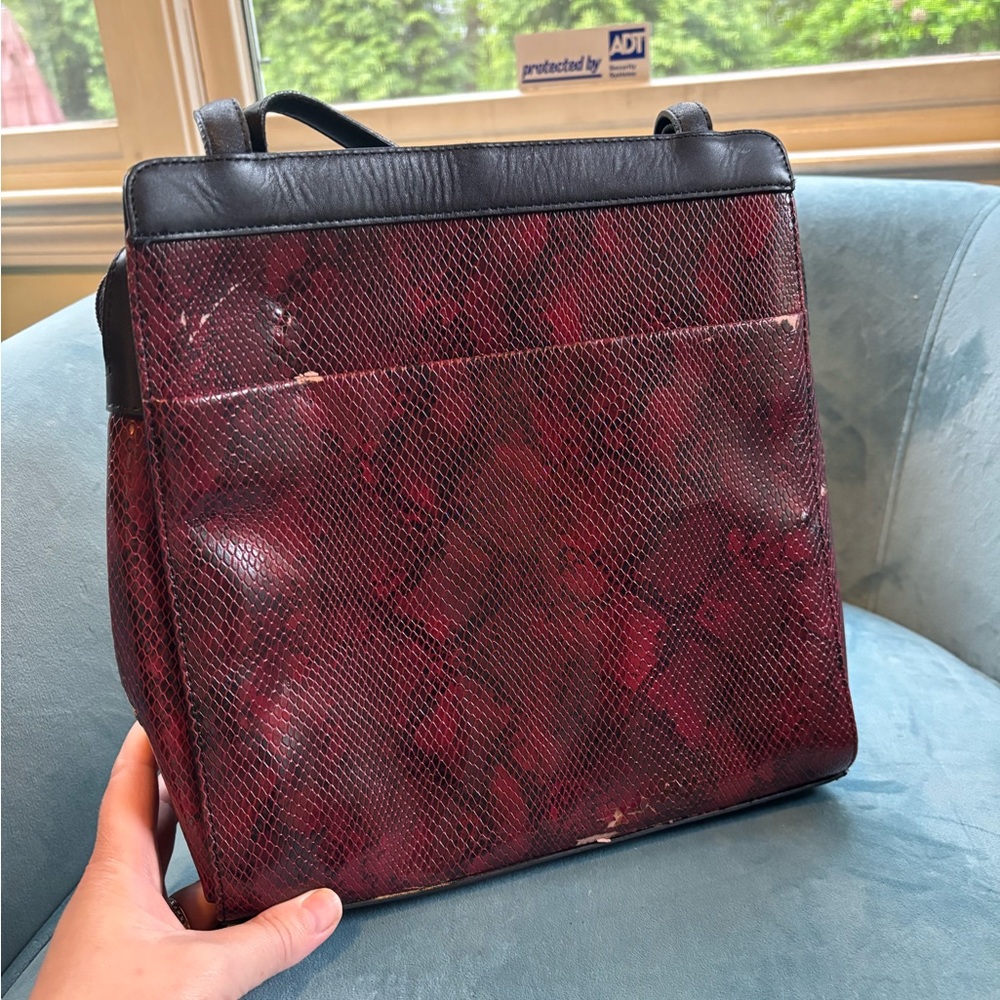 Maxx New York Red and Black Messenger Bag with Textured Finish